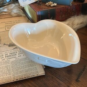 Longaberger Heart-Shaped Cream Ceramic Bowl